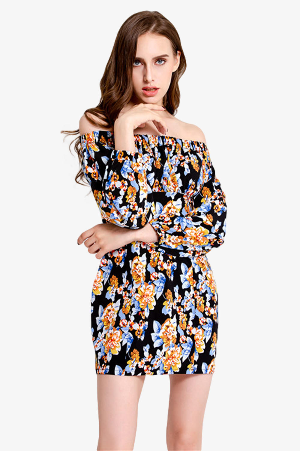 Floral Print Off Shoulder Mini Dress