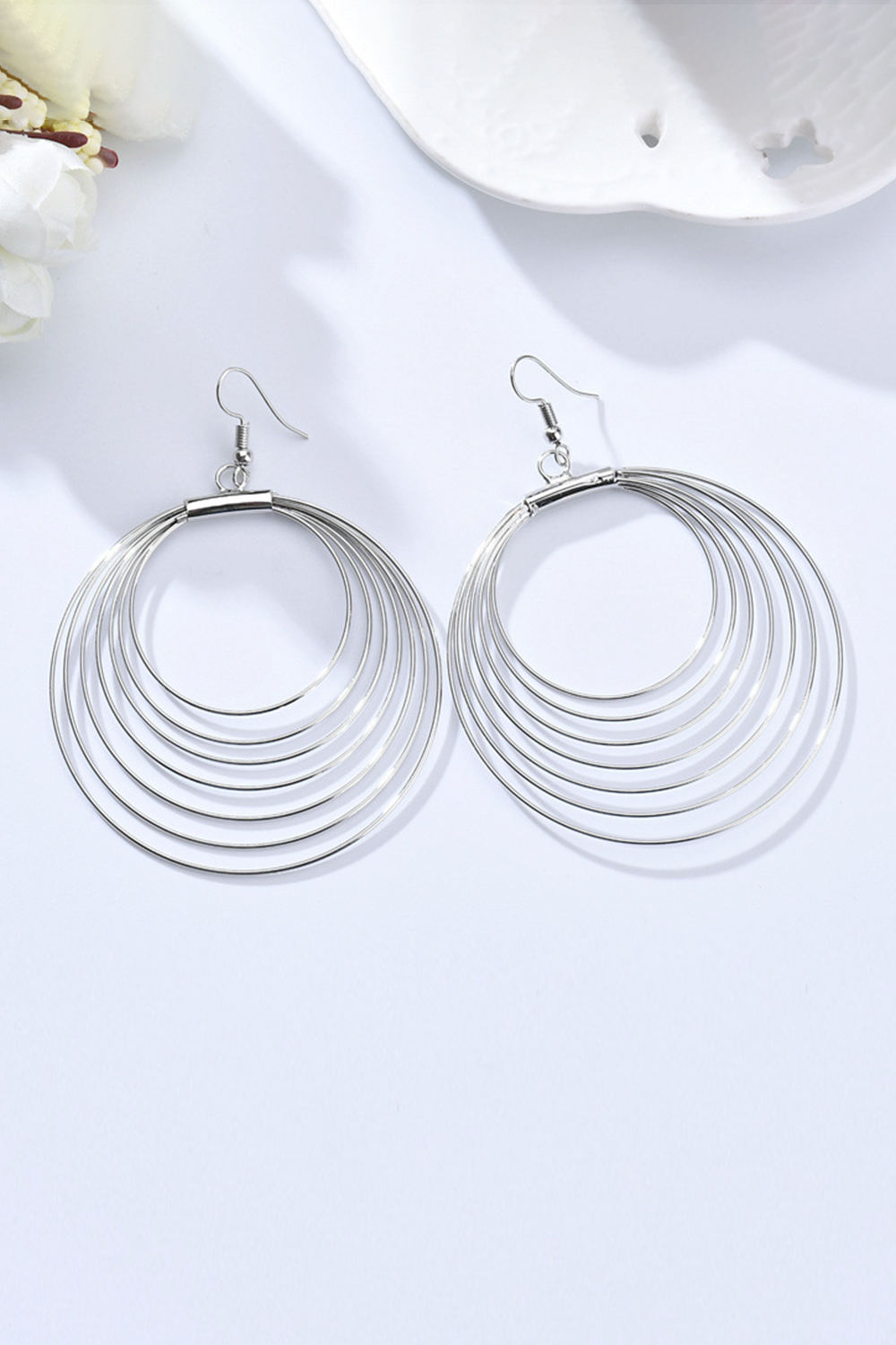 Layers Circles Alloy Hoops Earrings